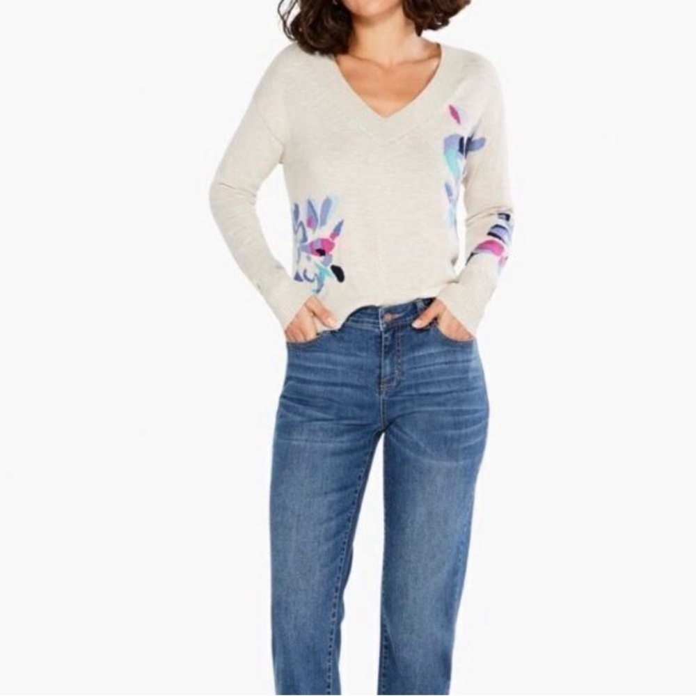 NWT NIC+ZOE BLOOMING SHORT V SWEATER. Size XL - Picture 2 of 9